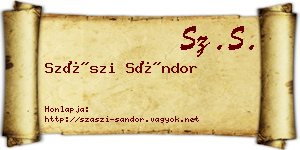 Szászi Sándor névjegykártya