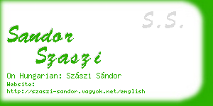 sandor szaszi business card